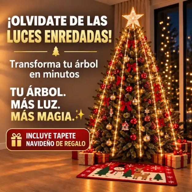 Luces LED cascada con estrella + Tapete gratis🎁