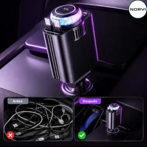 DriveMax360™ — Cargador Multi Carga 4 en 1 Retráctil + Aromatizante